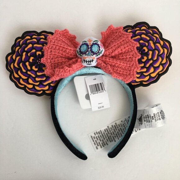 NEW Disney Authentic‎ Original Minnie Mouse Ears Coco Crochet Dia De Los Muertos